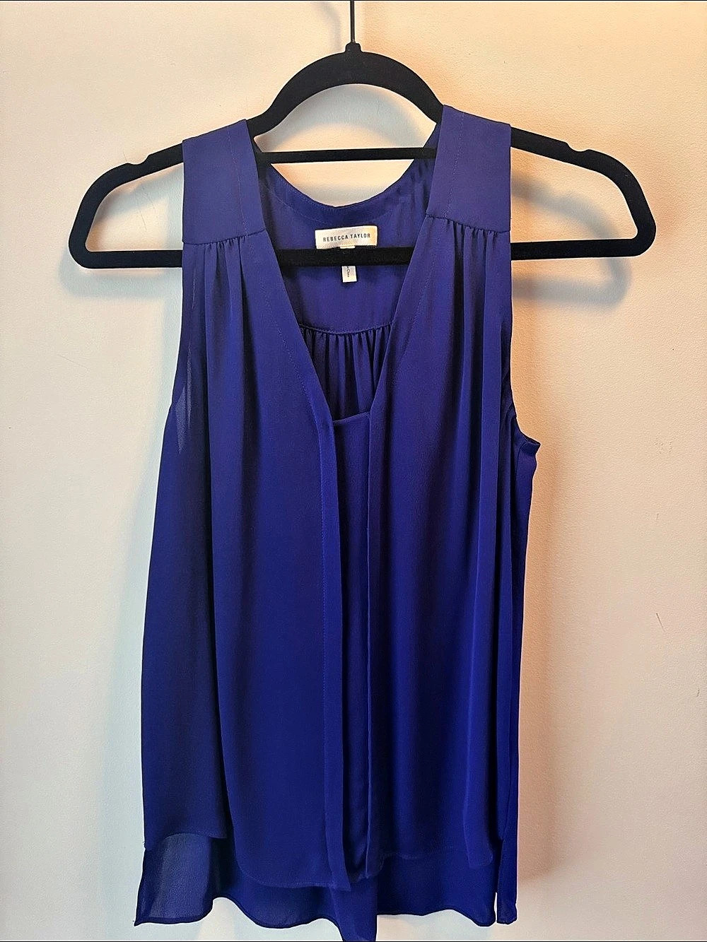 Rebecca Taylor Women's Pleated Blouse in Blue Size 2 Like New